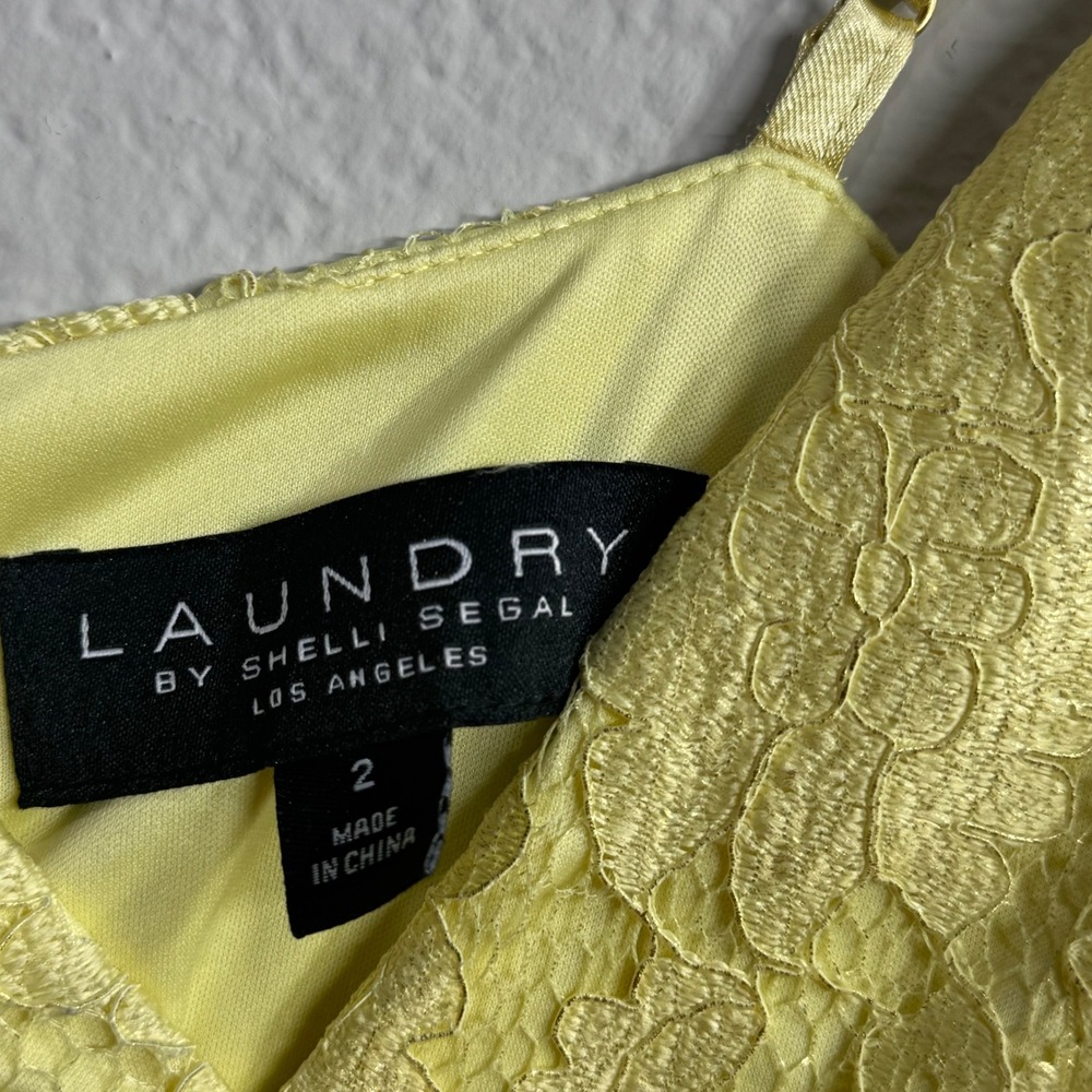 Laundry by Shelli Segal Lace Maxi Dress Size 2 XS Small yellow Tiered Ruffle NWT - Picture 10 of 11